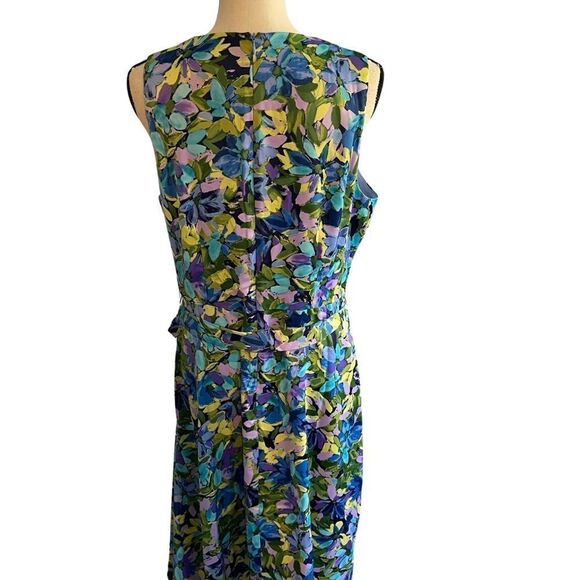 London Times - Satin Jewel Neck Asymmetrical Hanky Dress Sz:12Color:Multicolor - Picture 7 of 11